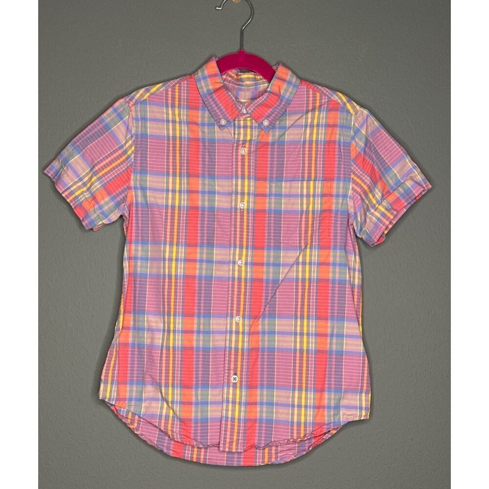 Crewcuts Boys 8 SS Plaid Button Down Collared Dress Shirt